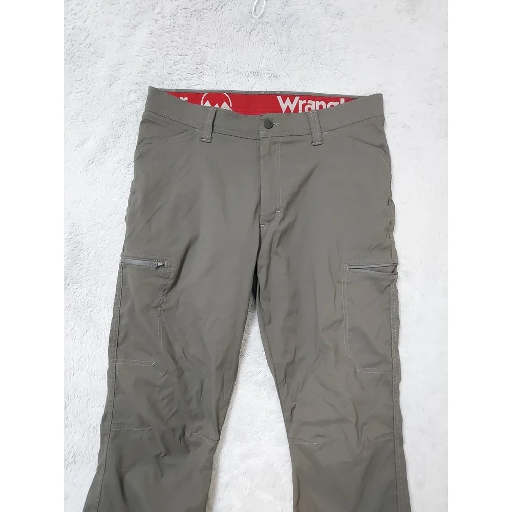 Wrangler Pants Men 34x30 Outdoor Cargo Elastic Waist Green Hiking Climbing EUC